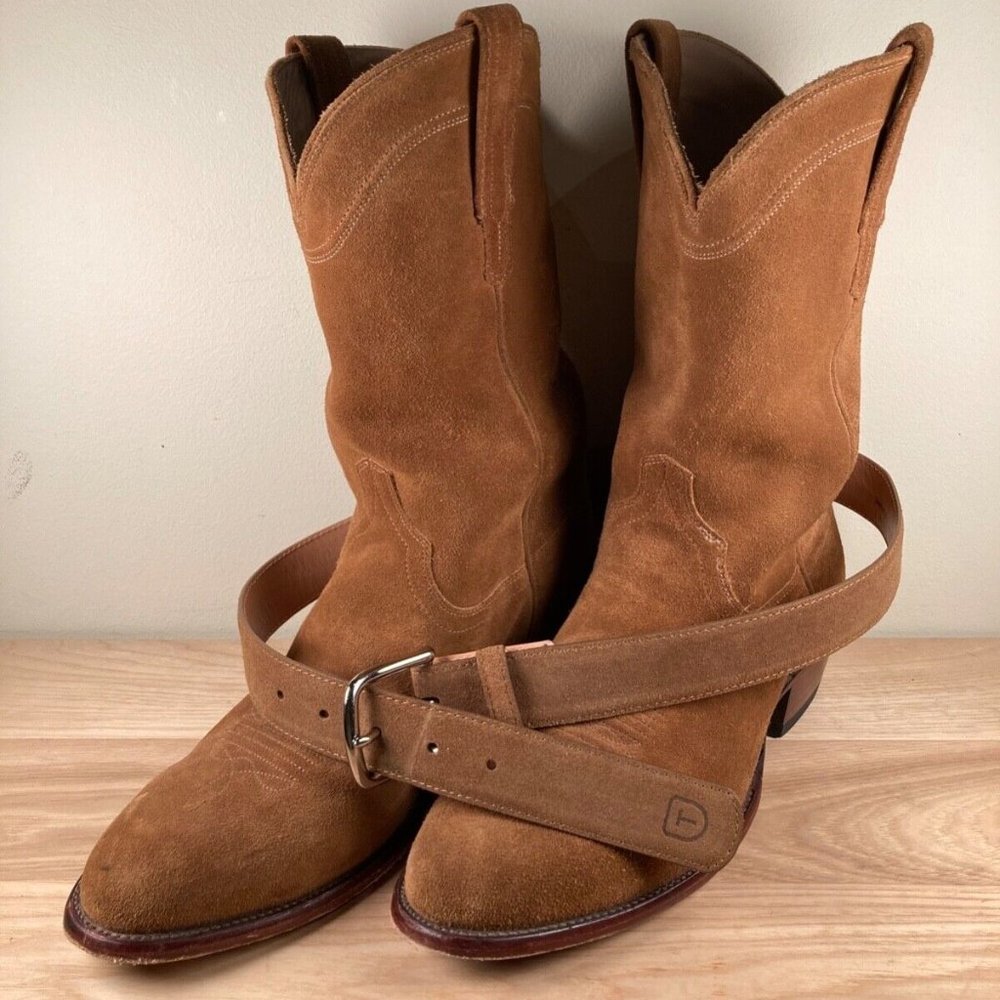 Tecovas "The Johnny" Honey Suede Cowboy Boots Size 11.5EE w/ Matching Belt